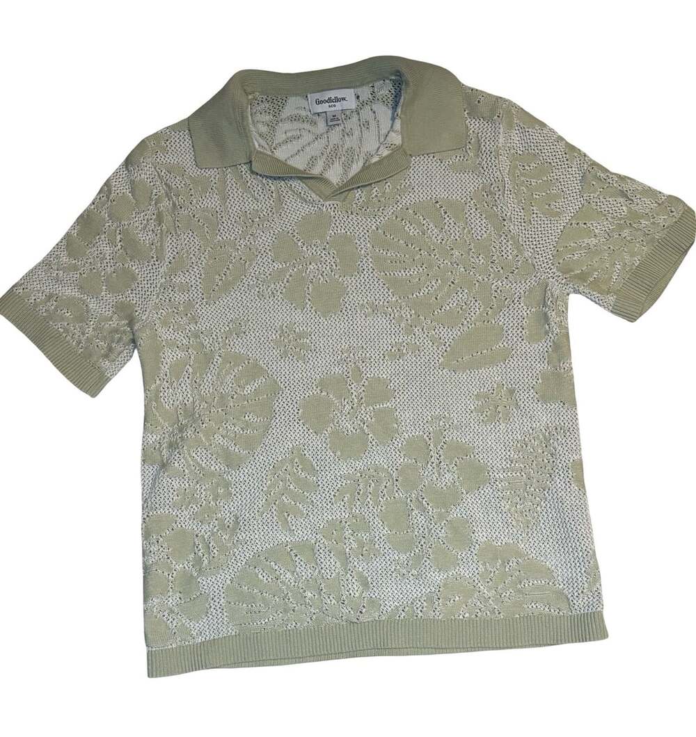 Goodfellow & Co. Textured Knit Floral Polo Sweater Shirt – Men's Medium